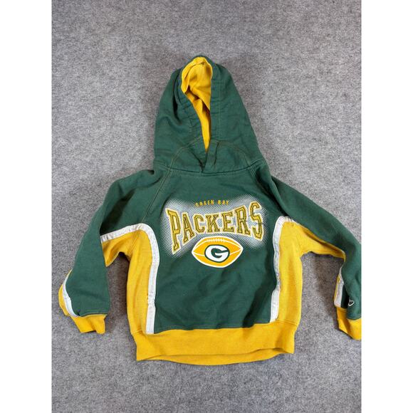 Green Bay Packers NFL Football Pullover Hoodie Kids Reebok Small Green Yellow - Picture 1 of 6
